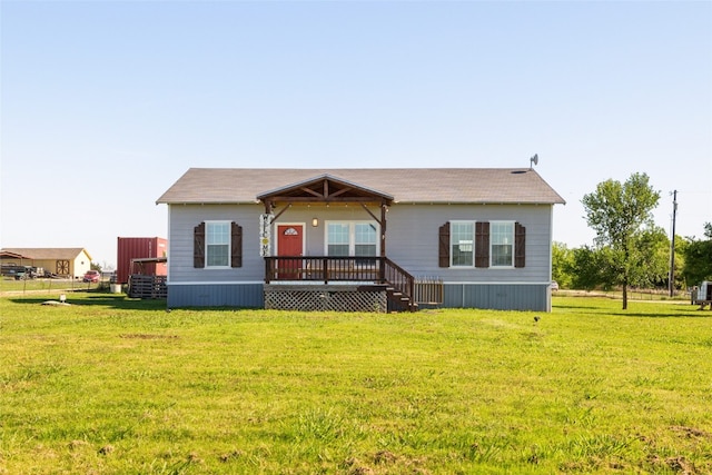 view of front of home with a front yard