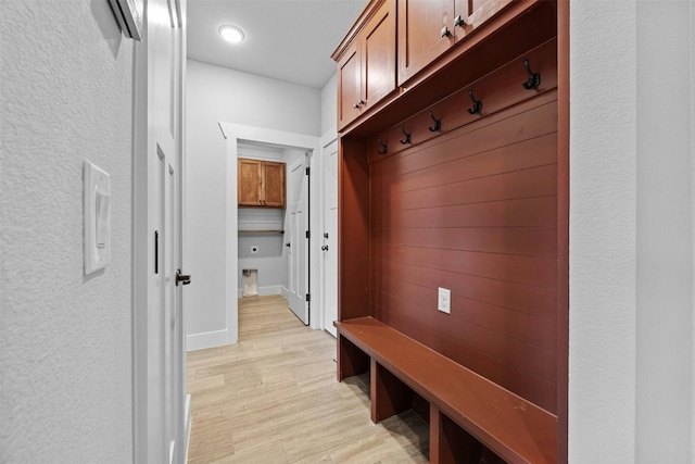 mudroom featuring light hardwood / wood-style floors