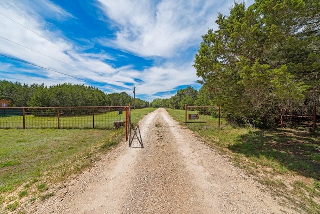 view of road with a rural view