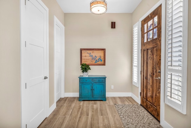 entryway featuring a healthy amount of sunlight and light wood-type flooring