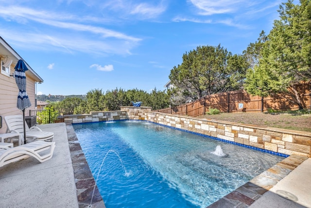 view of pool featuring pool water feature