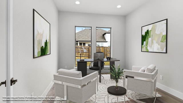 living area featuring hardwood / wood-style flooring