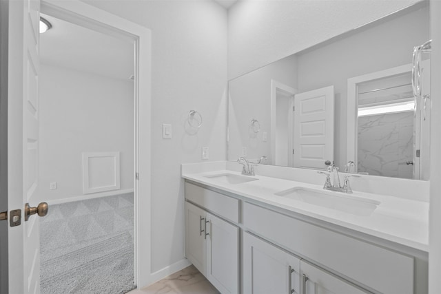 bathroom with vanity and walk in shower