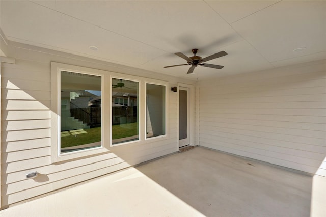 view of patio / terrace featuring ceiling fan