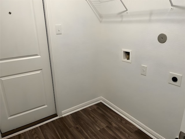 laundry room with dark hardwood / wood-style floors, washer hookup, and electric dryer hookup