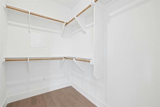 walk in closet with wood-type flooring