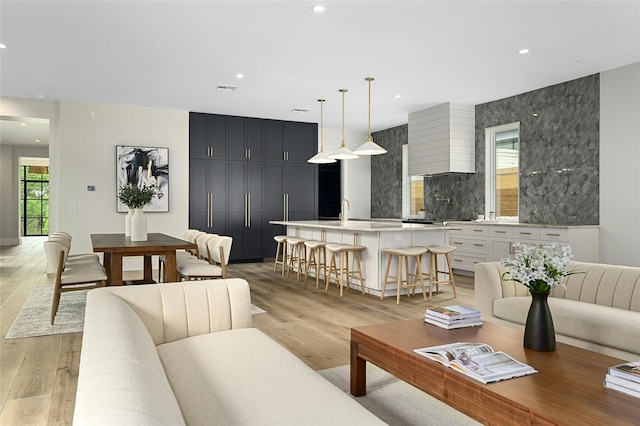 living room featuring light hardwood / wood-style floors