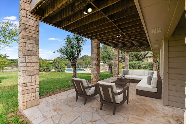 view of terrace with an outdoor hangout area