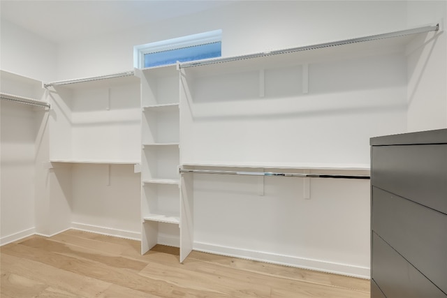 spacious closet with light hardwood / wood-style floors