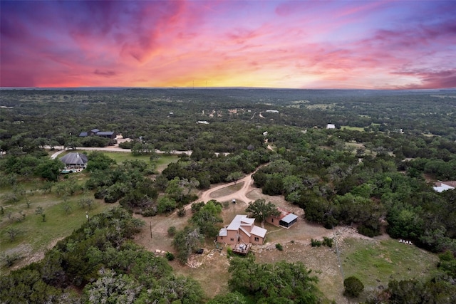 view of aerial view at dusk