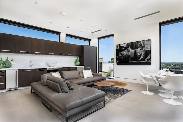 interior space with sink and a wealth of natural light