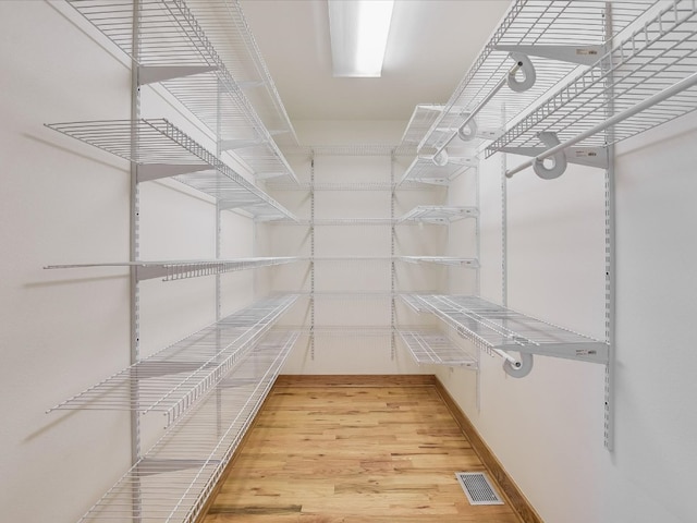 walk in closet with wood-type flooring