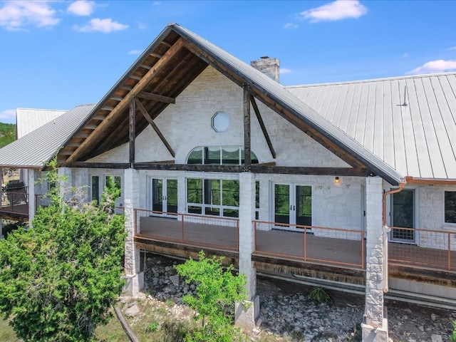 back of house with french doors