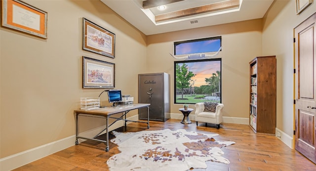 office area featuring light wood-type flooring