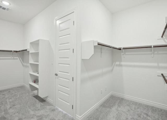 spacious closet with light carpet