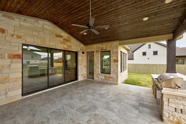 509 Sierra Lisa Cv, Liberty Hill, TX 78642 - view of patio with an outdoor kitchen and ceiling fan