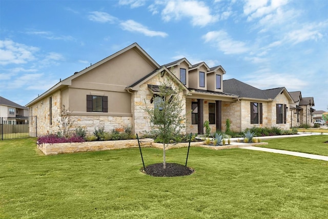 view of front of property with a front lawn