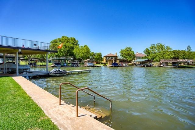 view of dock featuring a water view