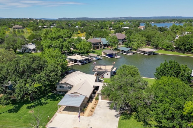 bird's eye view featuring a water view