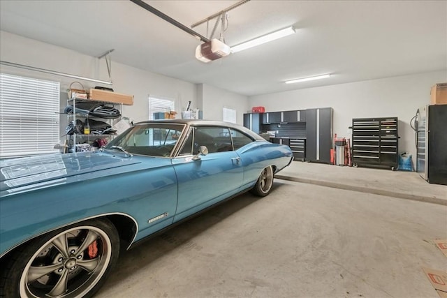 garage with a garage door opener