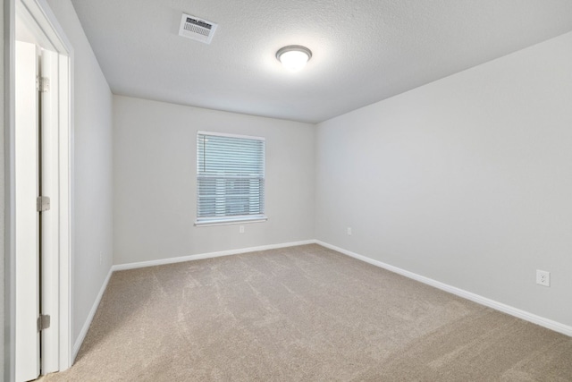 spare room with carpet and a textured ceiling