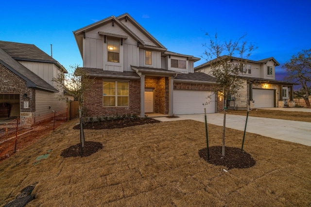 craftsman inspired home featuring a garage