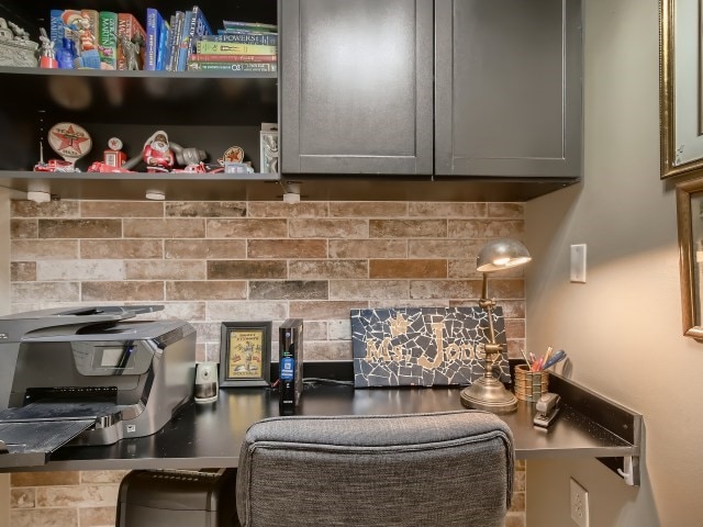 interior space with gray cabinetry