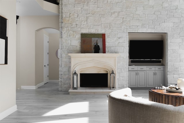 living room featuring light hardwood / wood-style floors