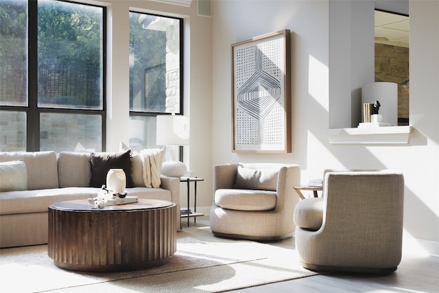 sitting room with wood-type flooring