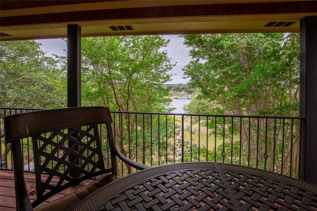 balcony with a water view