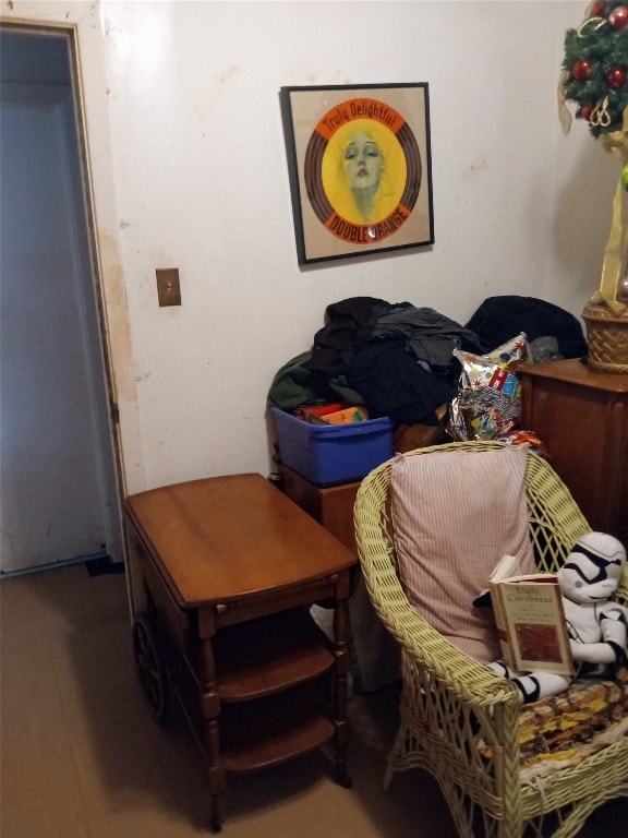 sitting room with wood-type flooring