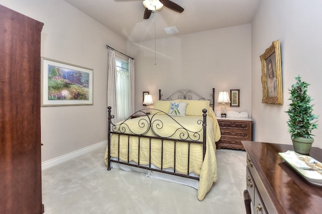 bedroom with carpet flooring and ceiling fan