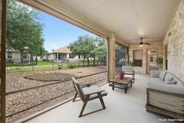 view of patio / terrace featuring outdoor lounge area and ceiling fan