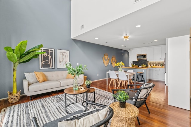 living room featuring light wood-type flooring