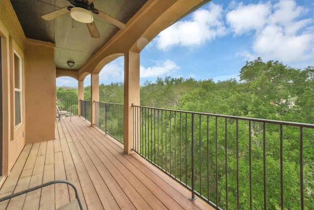 deck featuring ceiling fan