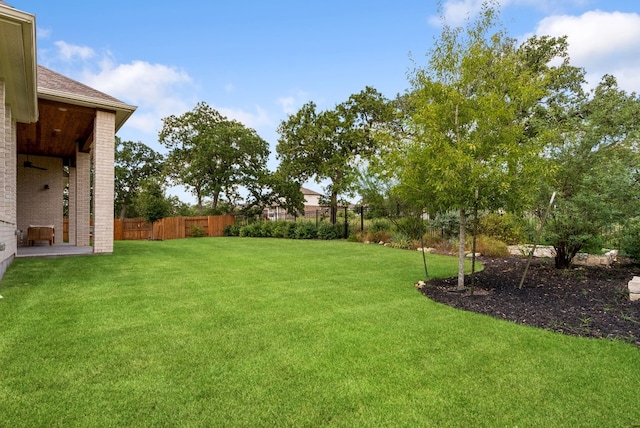 view of yard with a fenced backyard