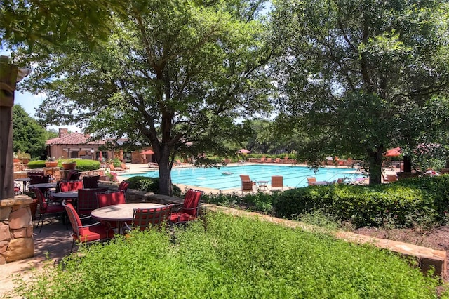 view of pool featuring a patio