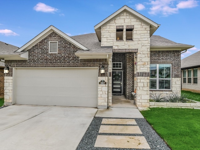 view of front of home featuring a garage and a front yard