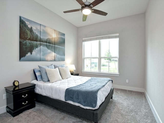 bedroom with carpet flooring and ceiling fan