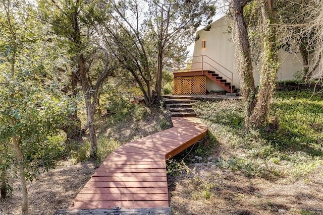 view of yard with stairs