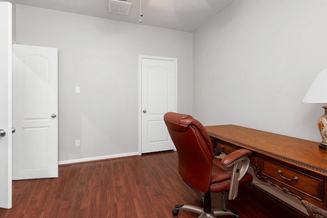 office area with dark wood-type flooring