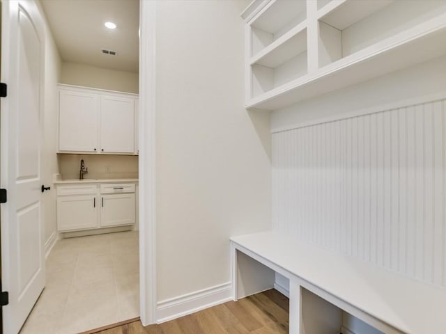 mudroom featuring light hardwood / wood-style flooring