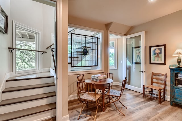 dining area with light wood-type flooring