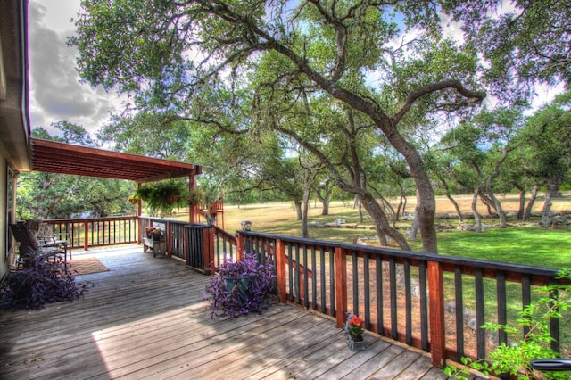 deck featuring a lawn