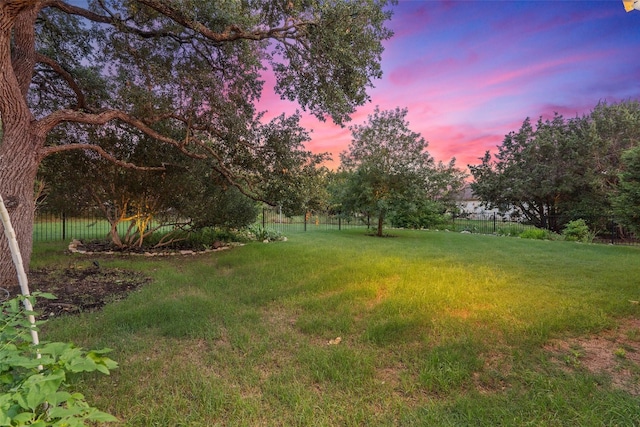 view of yard at dusk