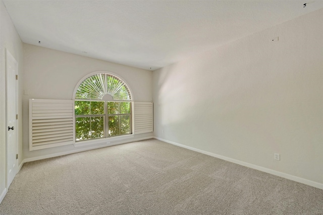 unfurnished room with light colored carpet