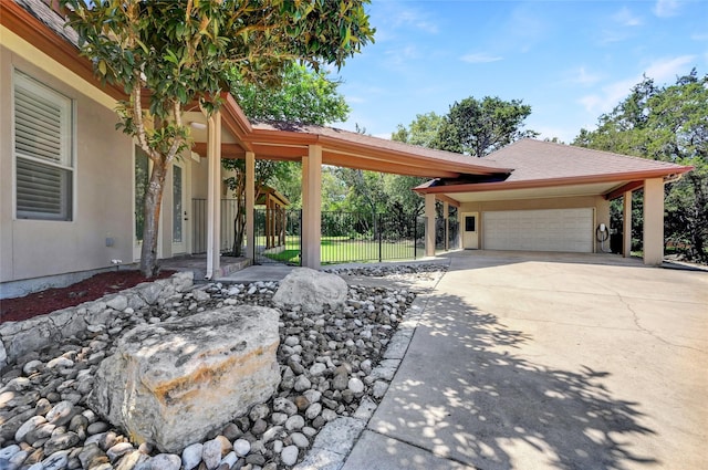 exterior space featuring a garage