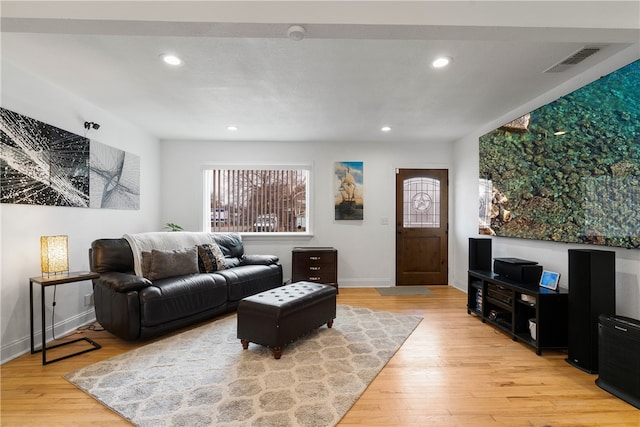 living room featuring light hardwood / wood-style flooring