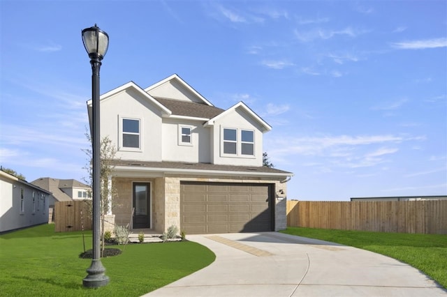 front of property with a garage and a front yard