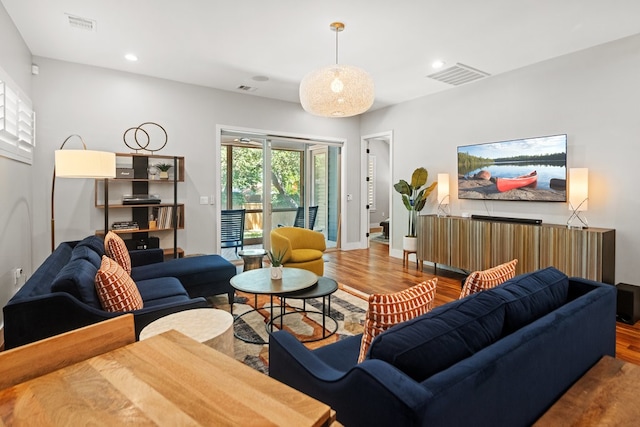 living room with wood-type flooring